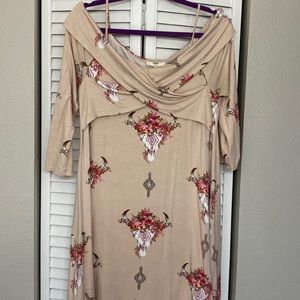 Cold shoulder dress.